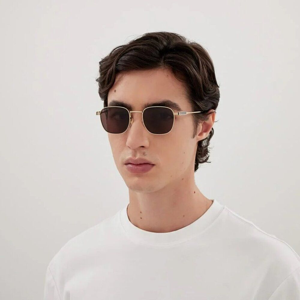 Gucci Men Sunglasses Gold Brown Square GG1876S 002 NEW AUTHENTIC - Picture 10 of 11
